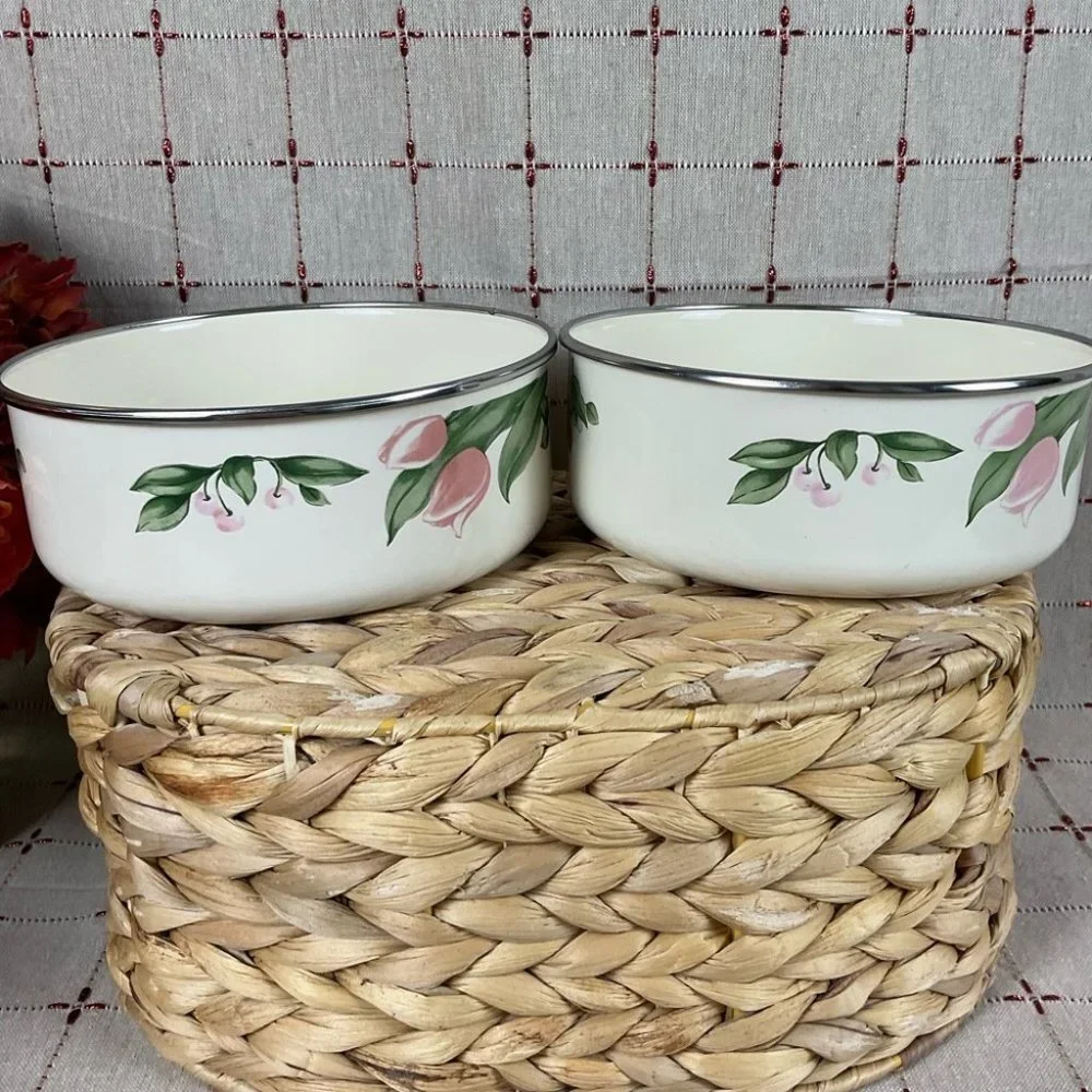 Pfaltzgraff Garden Party (Garden Impressions) Set of 4 Enamel Mixing Bowl Flat